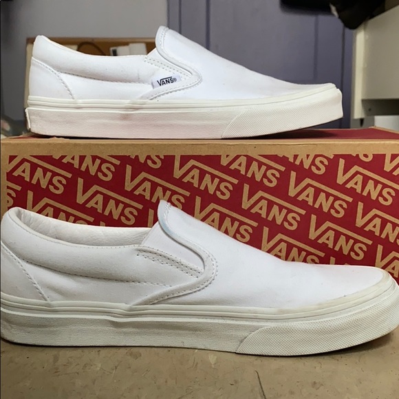 white slip on vans 6.5
